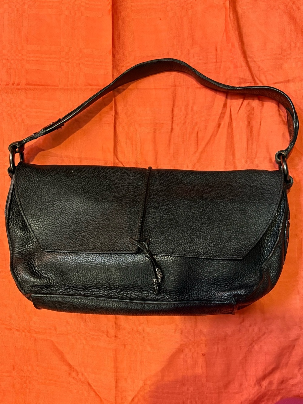 Black Pebble Leather Messenger Bag